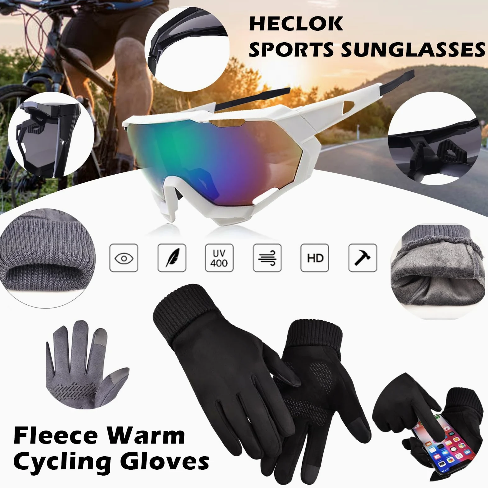 Salopette Ciclismo Uomo Lunga Ciclismo Pantaloni, imbottiti alta densità, termici, antivento, ad asciugatura rapida, pantaloni da bici invernali, leggings da bicicletta