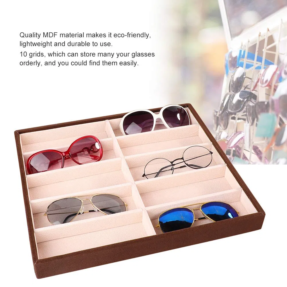 Akozon Organizer per Cassetti per Occhiali da Sole, Scatola per Occhiali da Sole a 10 Griglie, Vassoio per Occhiali da Sole Organizer per Occhiali Moderno Custodie per Occhiali da