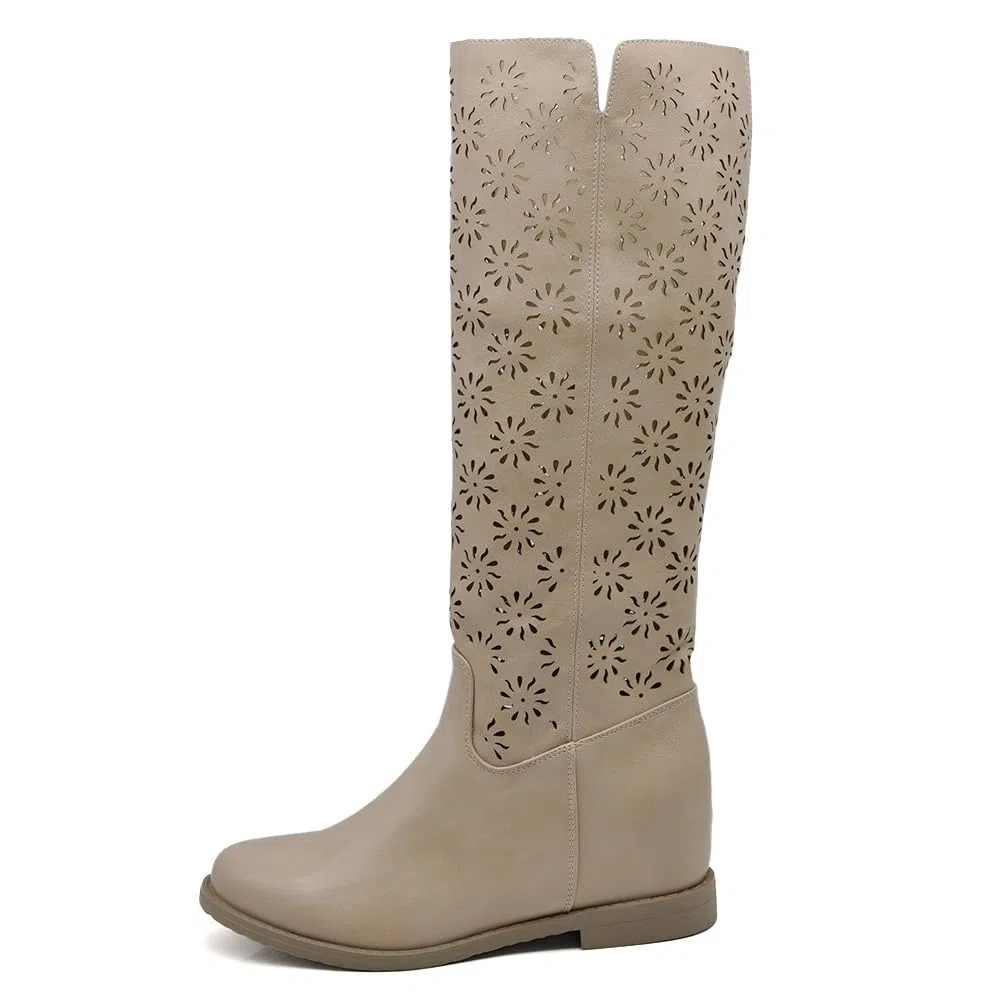 IF Fashion Stivaletti da Donna Zeppa Interna Traforati Primaverili Estivi Camoscio LY81-1