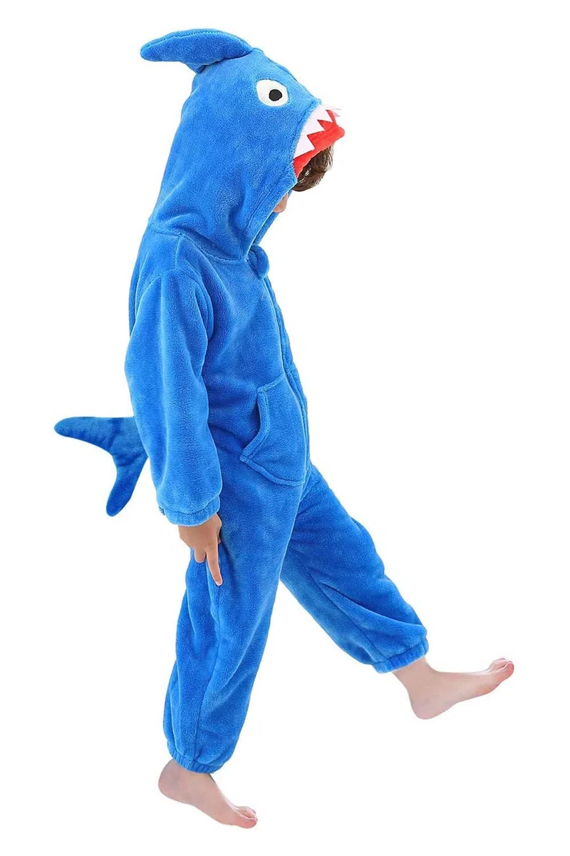 LOLANTA Costume da Squalo Costume per Bambini,Costume in Flanella con Cappuccio,Costumi da Carnevale