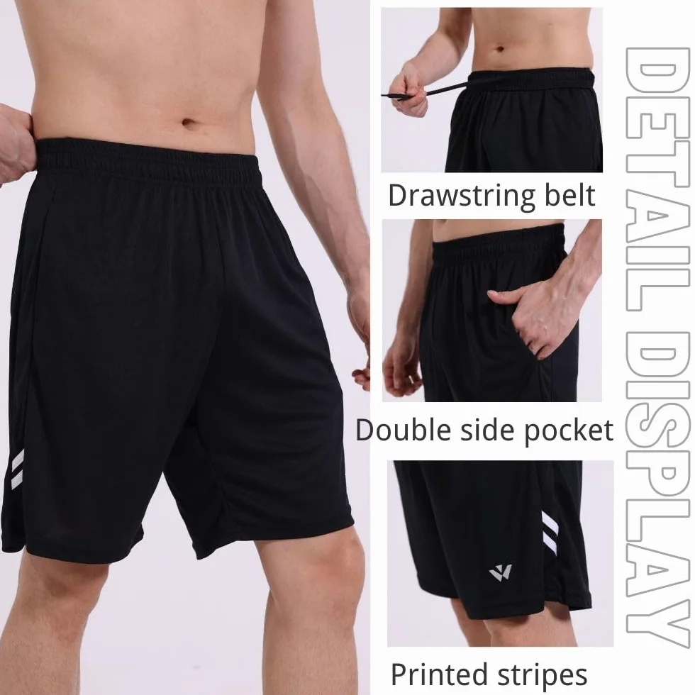 Confezione da 5 pantaloncini sportivi da uomo con tasche ed elastico in vita, pantaloncini da allenamento e da corsa ad asciugatura rapida