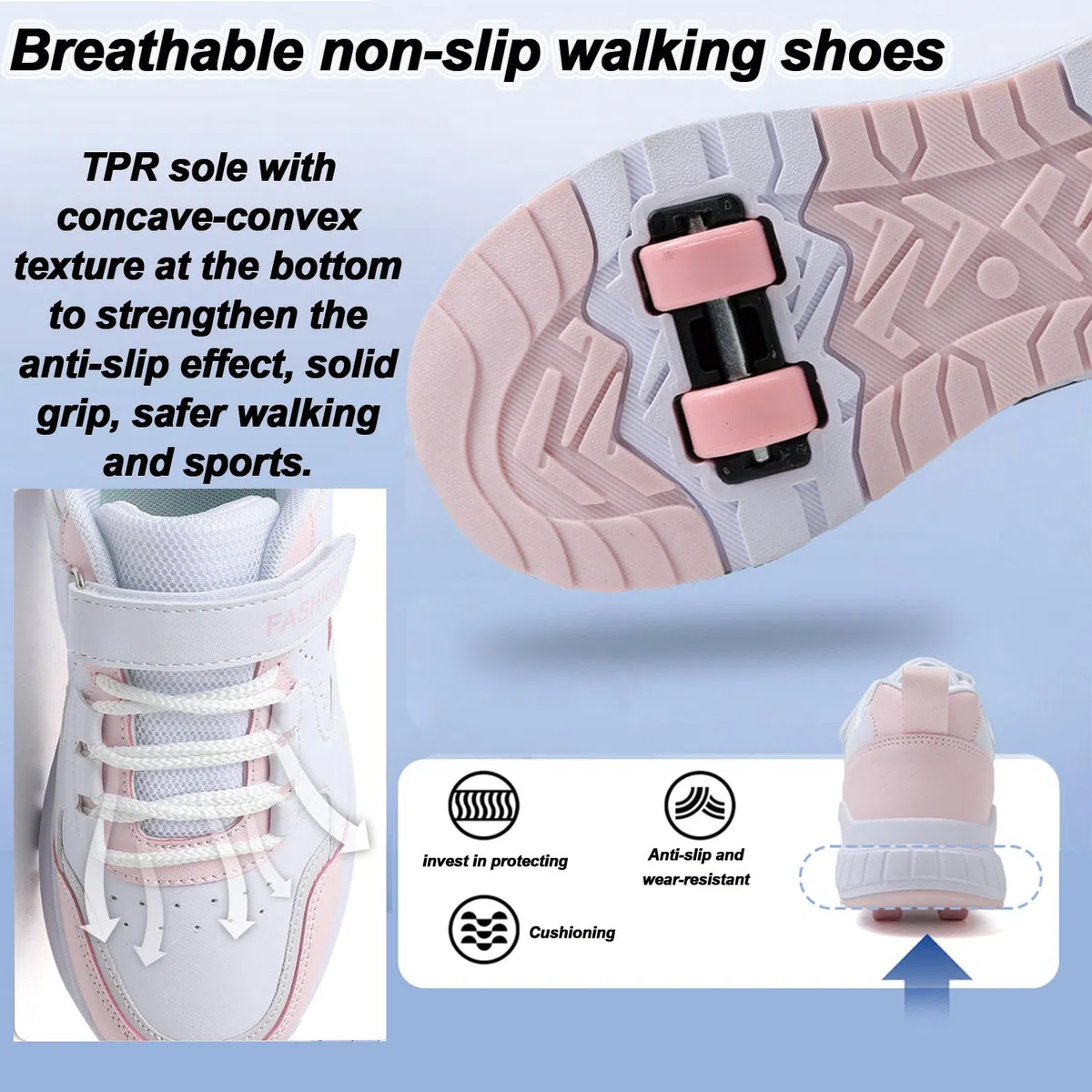 ENEN Scarpe con Rotelle Bambina, All'aperto Strada Sportive Scarpe da Skateboard, 4 Ruote Ruote Skateboard Sneakers Outdoor Gioco Multisport Scarpe da Ginnastica da Pattini per Ragazzi