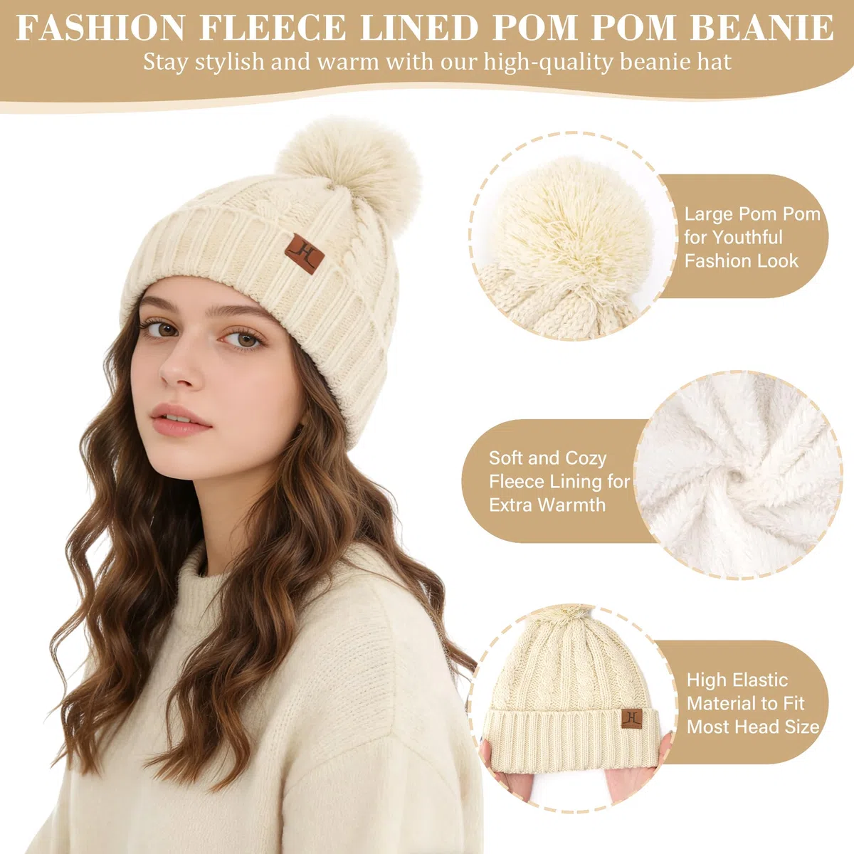 Bequemer Laden Donna Invernale Cappello Berretto Sciarpa Guanti Touch Screen Set con Fodera in Pile Termici Berretti in Maglia Scaldacollo Guanti