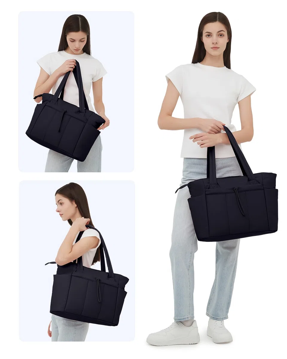 Wandering Nature Borsa Tote Donna con Cerniera & 40oz Tasca Elastica per Borraccia Borsa Università Donna Capiente per Laptop 15,6 Pollici per Viaggi Università e Lavoro (Brevetto in Corso)