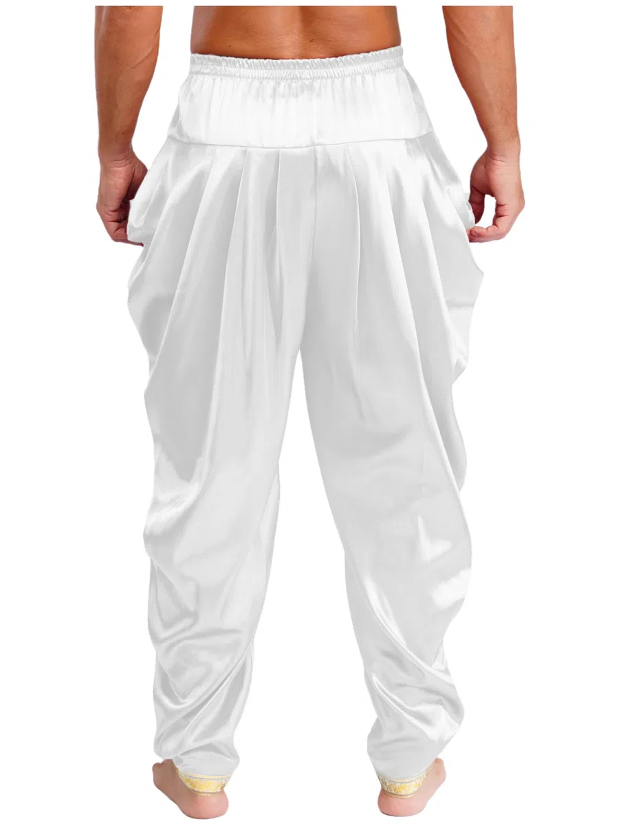 inlzdz Pantaloni Indiani da Uomo e Donna Harem Hip Hop Lunghi Pantaloni Bloomers Pantaloni Medievali Costume da Principe Orient Sultan Munadin
