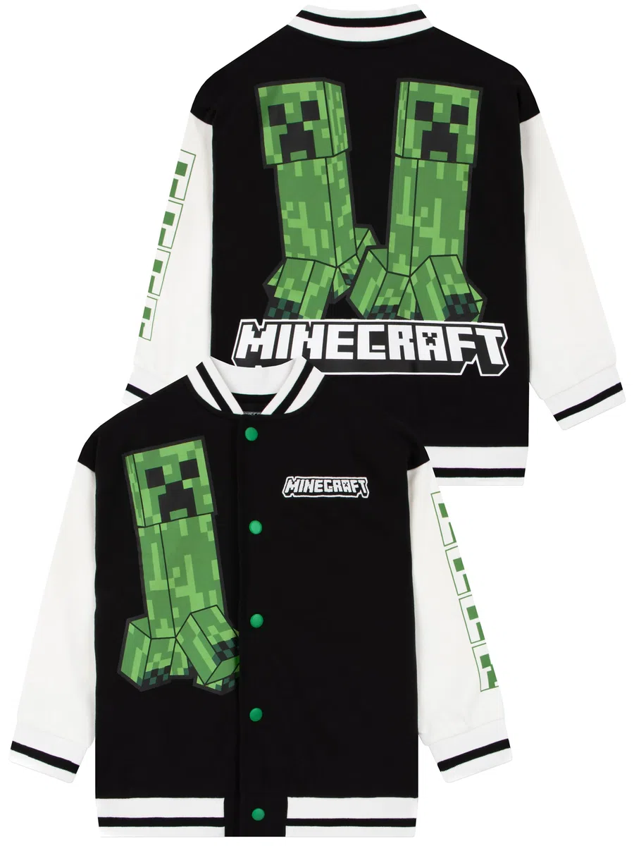 MINECRAFT Giacca Ragazzo, Giaccia Bomber Creeper, Giubbotto Ragazzo Cotone