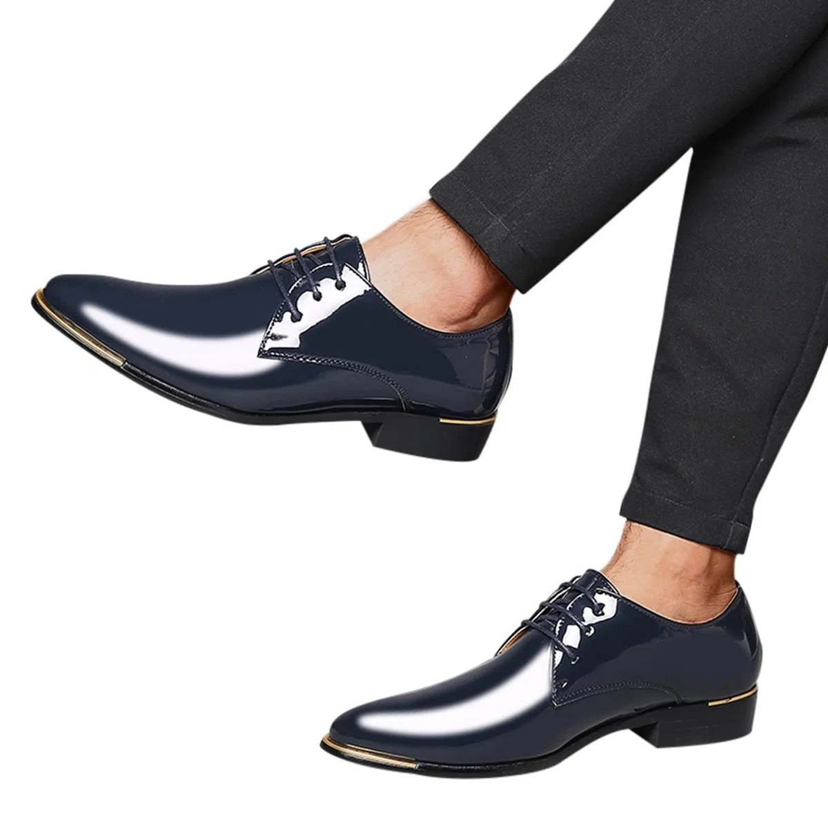 Oxford - Scarpe da uomo in pelle, per business, classiche, in pelle, leggere, con lacci, eleganti e larghe, in vernice