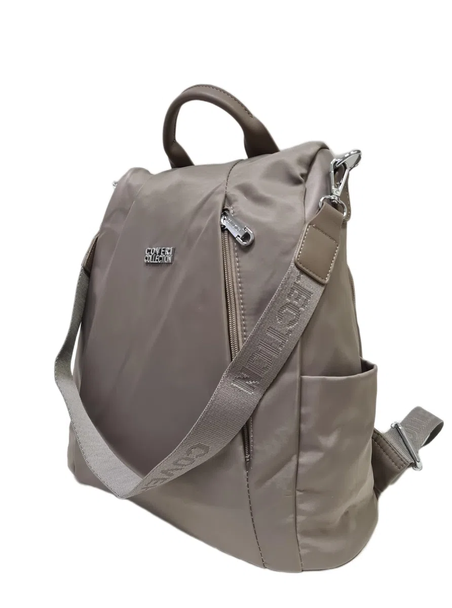 Zaino casual Nylon Impermeabile sistema antifurto, convertibile in borsa a tracolla con 2 tasche frontali, ideale per il lavoro, l'università... Art.5050-16 Prodotto Originale Coveri (TAUPE)