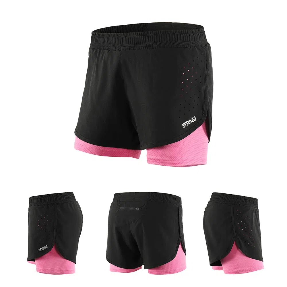 Lixada - Pantaloncini da Corsa 2 in 1 da Donna, ad Asciugatura Rapida, Traspiranti, Allenamento Attivo