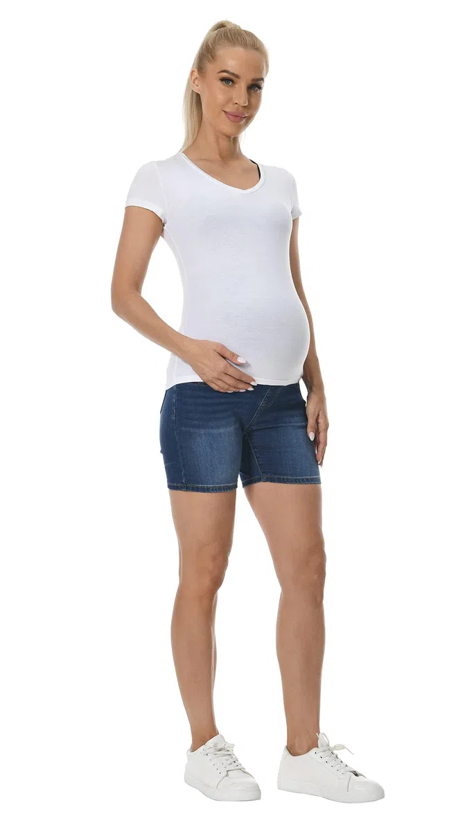 Jeans Pantaloncini premaman alla moda, jeans sopra la pancia, jeans estivi alla moda, jeans premaman corti