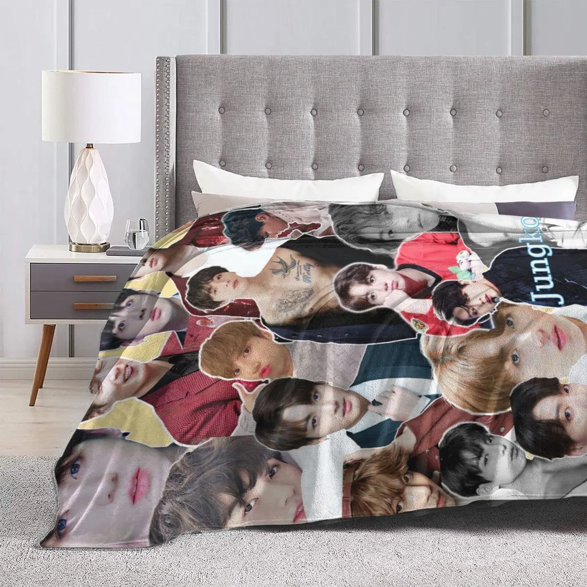 Jungkook, coperta morbida e confortevole in pile di lana, per divano, ufficio, auto, campeggio, yoga, viaggi, decorazione per la casa, accogliente coperta da spiaggia in peluche, regalo