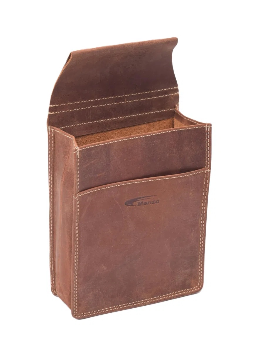 Menzo Borsa da cameriere in vera pelle, fondina per uomo e donna, marrone delta, 23 cm, Compatto