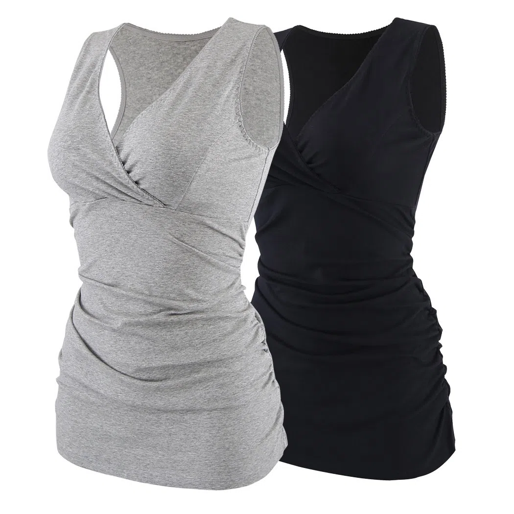 Top maternità e prémaman, Cotone V Neck Donna Increspato Camicia di maternità Vita/Gravidanza T-Shirt