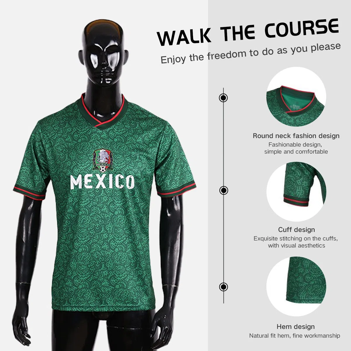 Maglia da calcio per tifosi della Coppa del Mondo 2026 - Argentina, Brasile, Messico e USA, Messico, L