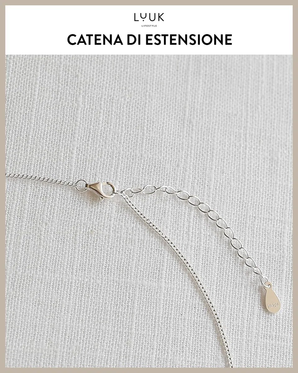LUUK LIFESTYLE Collana con ciondolo diverso e acciaio inossidabile 50 cm, con carta HAPPINESS, idea regali donna, lei, ragazza, compleanno, portafortuna, gioielli elegante, argento, or, rosa