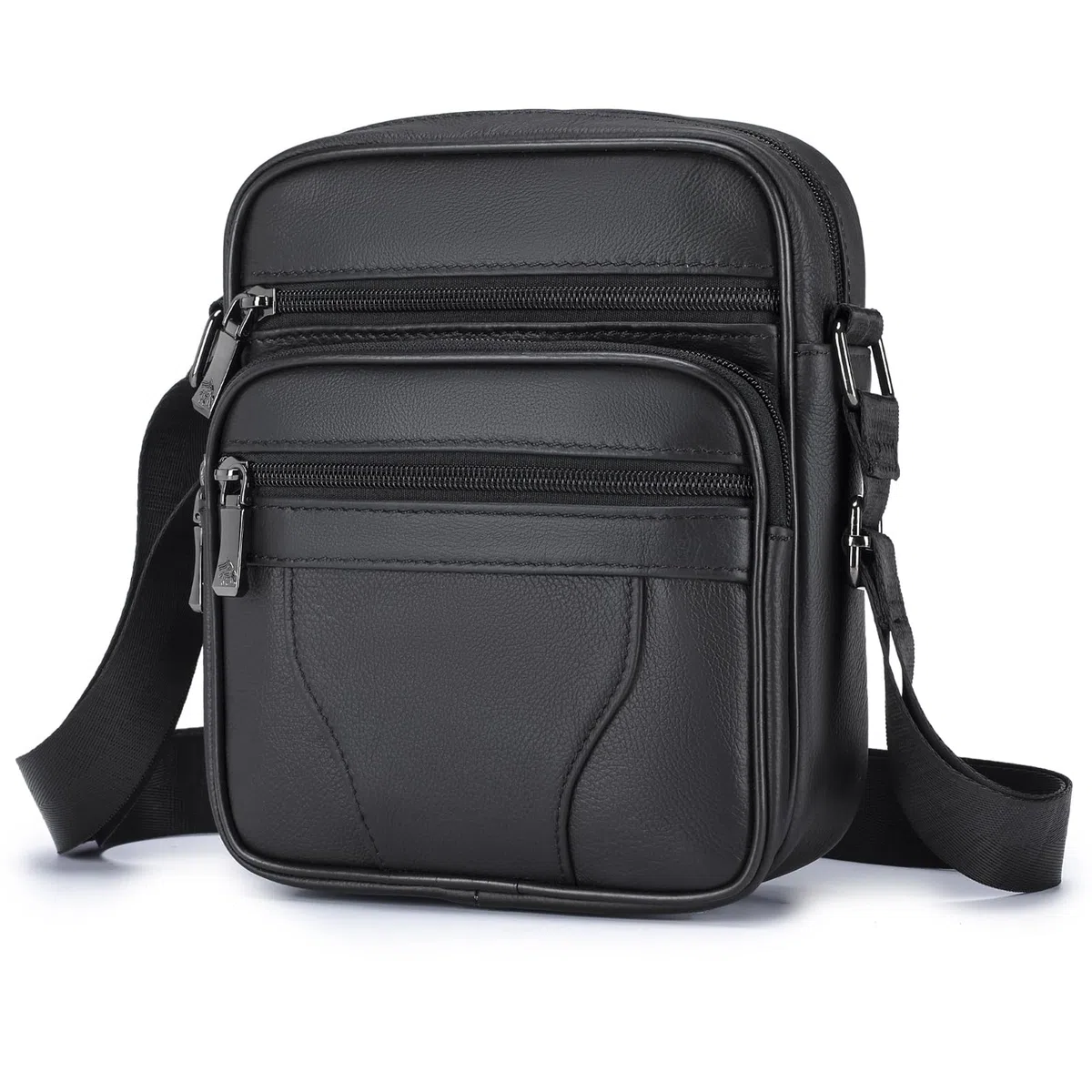SPAHER Borsello Uomo Tracolla Pelle Borsa a Tracolla Casual Borsa a Spalla da Uomo Borselli da Lavoro Piccolo Messenger Bag per Ufficio/Vita Quotidiana, Idea Regalo per festa del papà, Nero