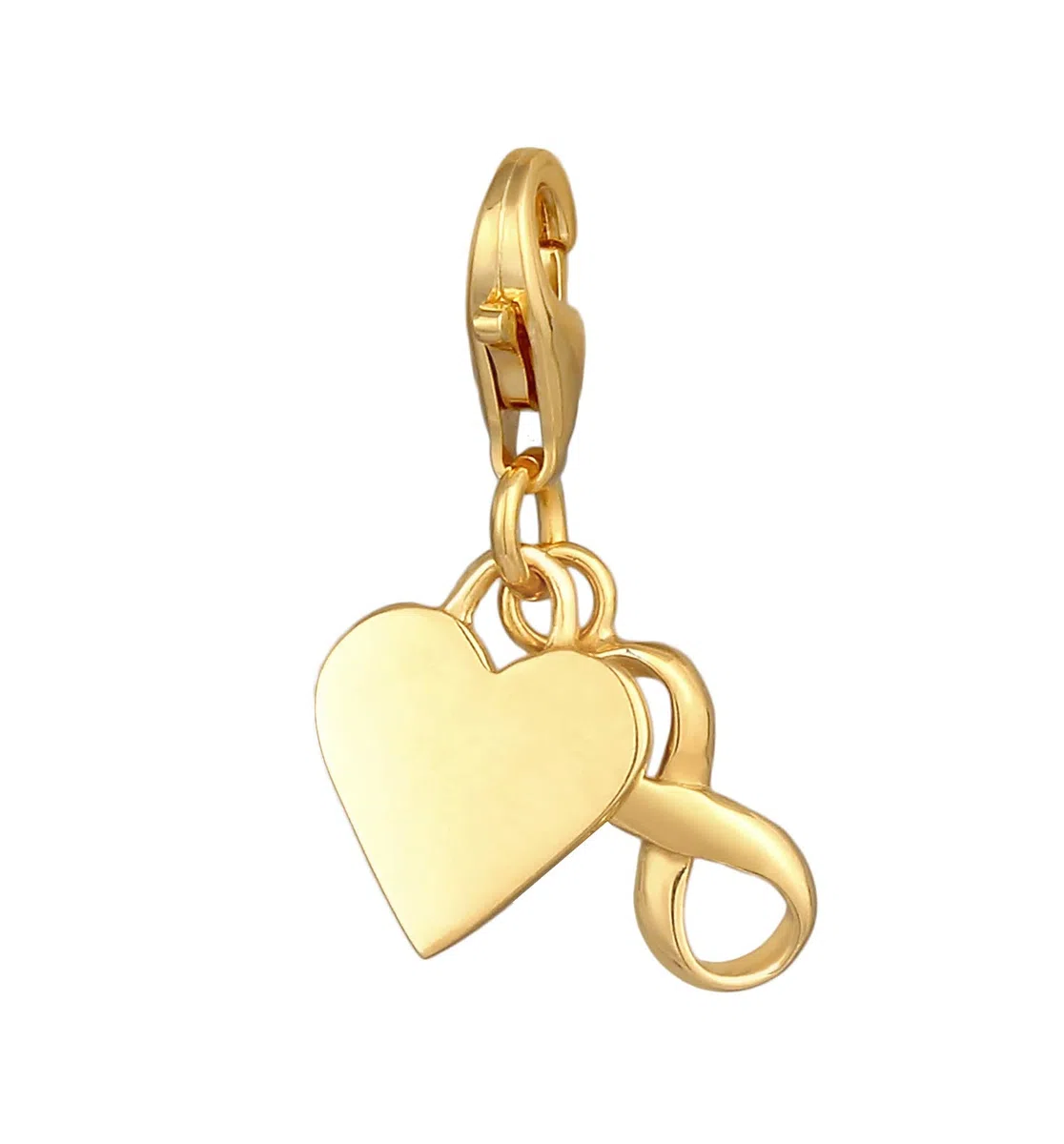 Ciondolo a forma di cuore e simbolo dell'infinito, in argento Sterling 925 placcato oro, per donne e ragazze, adatto a tutti i braccialetti