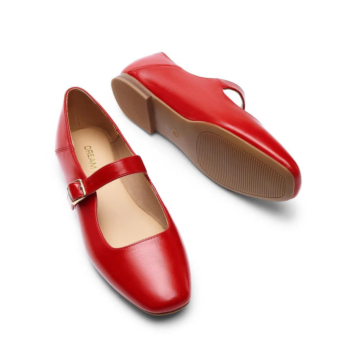 DREAM PAIRS Ballerine Mary Jane da Donna con Cinturino Regolabile con Fibbia, Fodera Morbida, Punta Quadrata per Ufficio e Tempo Libero