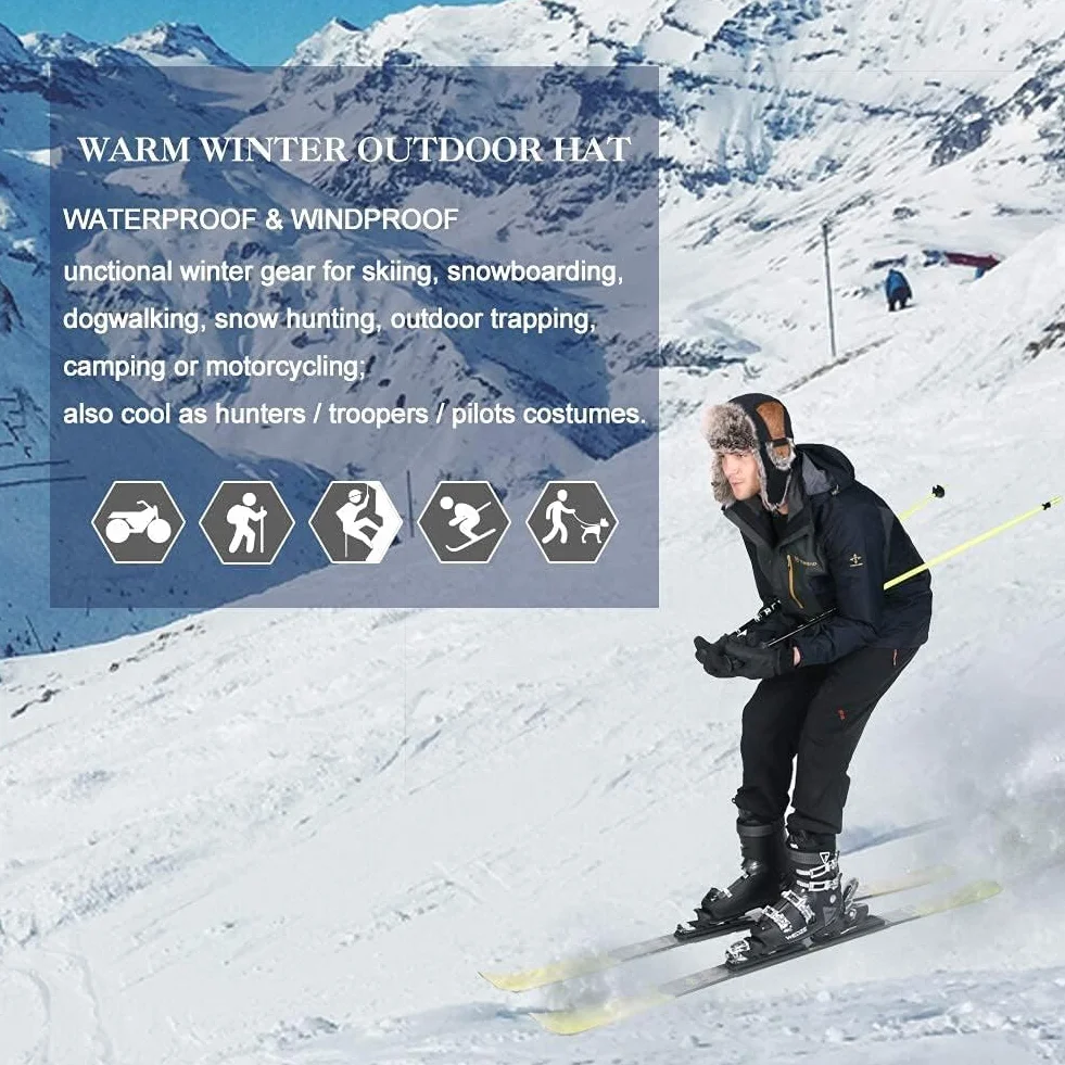 SIGGI Caldo berretto da trappola in cotone Bomber cappello unisex aviatore cappello di pelliccia adulti per uomo