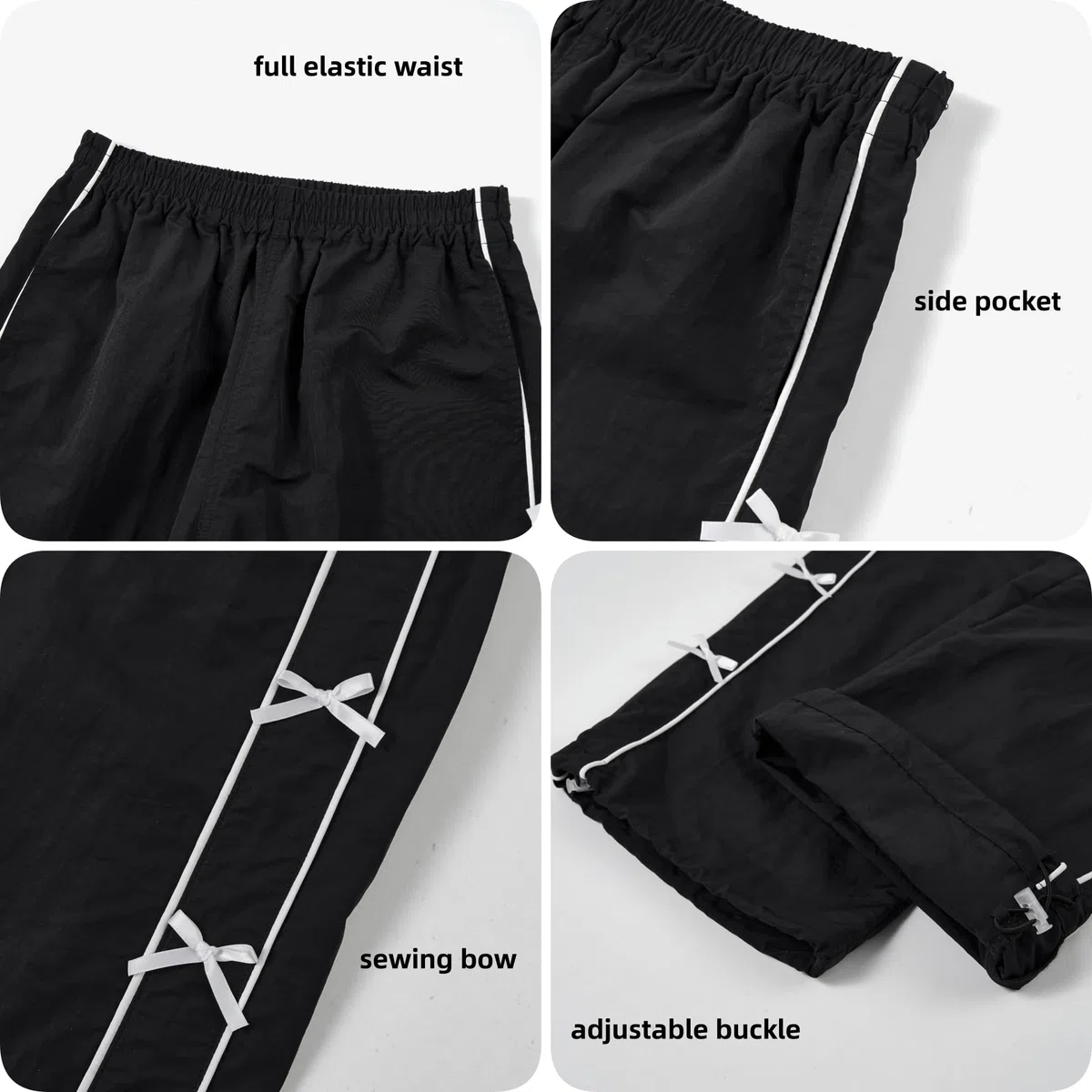 Rolanko Ragazze Pantaloni Vita Elastica Paracadute Pantaloni da Impermeabili Jogging Fit Largo con Fiocco per Bambini
