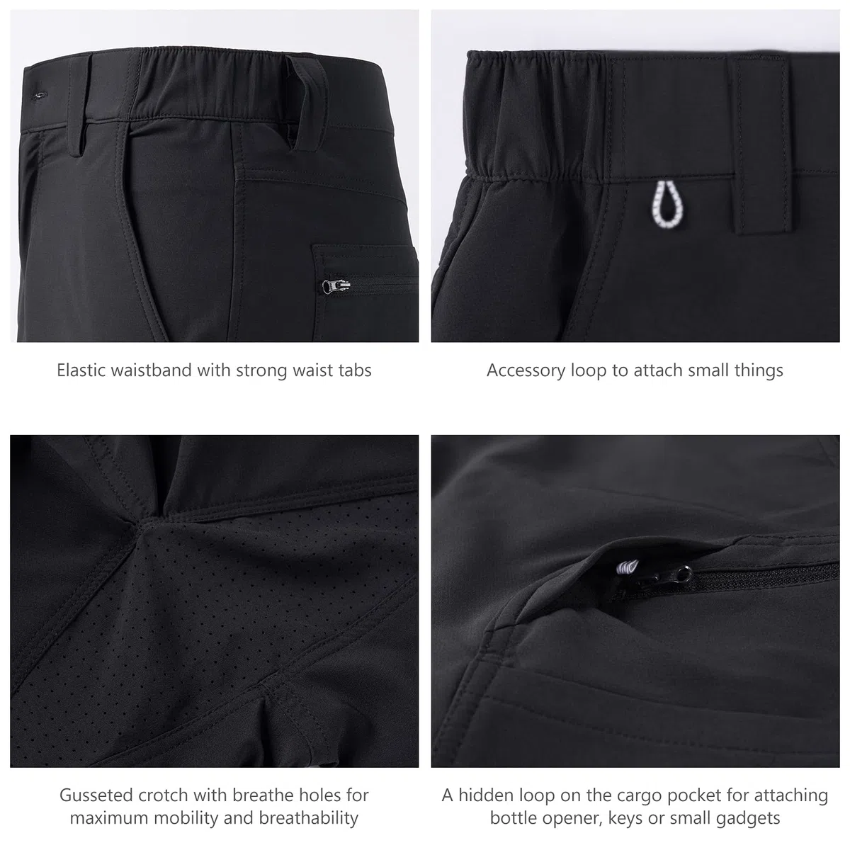 Bassdash FP01M 10.5" Pantaloncini Cargo da Pesca da Uomo Quick Dry UPF 50+ Resistenti all'Acqua