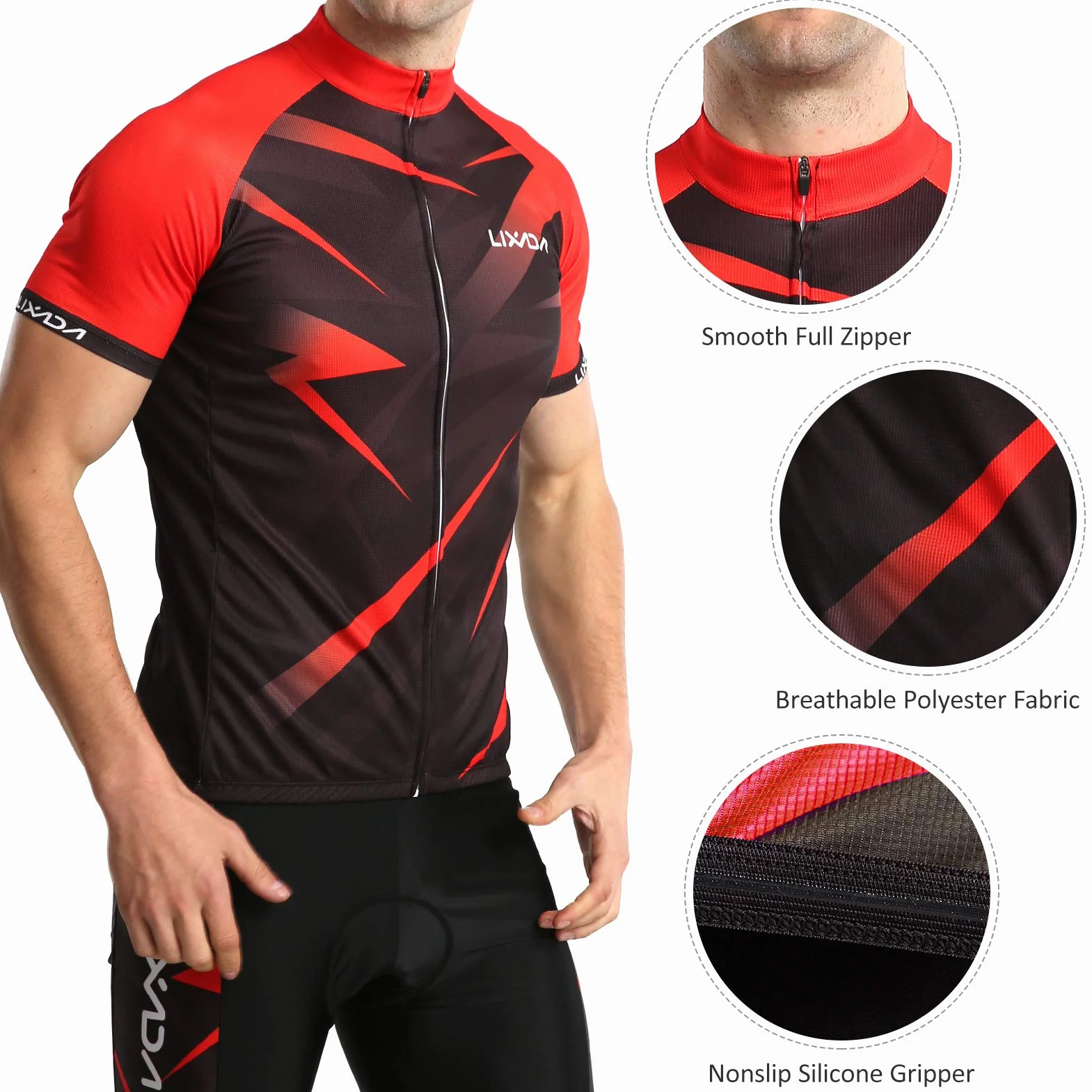 Lixada Tuta da Bicicletta MTB Estiva da Uomo Traspirante Asciugatura Veloce Manica Corta e Pantaloncini Imbottiti Maglia da Ciclismo, S-2XL