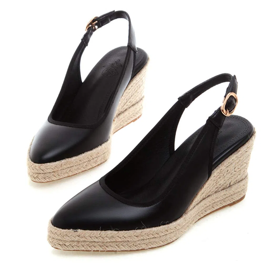 Scarpe Slingback da Donna, Espadrillas Zeppa Moda Décolleté Tacco Alto Appuntito con Plateau, Numero 32-44