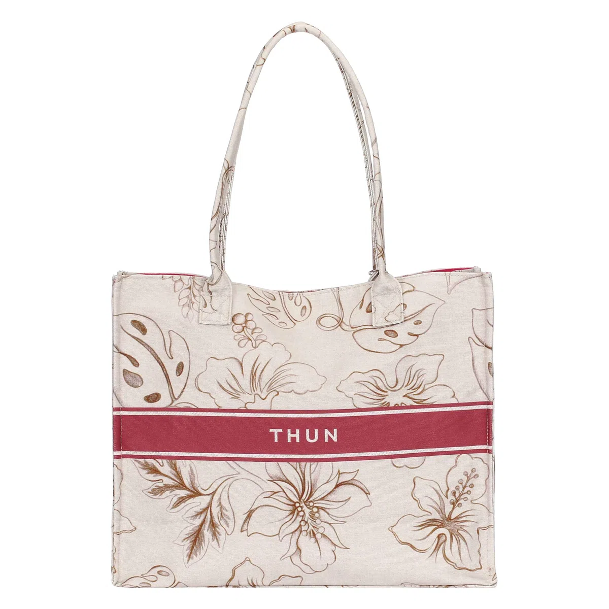 THUN - Borsa mare con pochette e charm Eleganza Esotica - 100% poliestere, Borsa 42X37X14 cm, Pochette 20x28 cm
