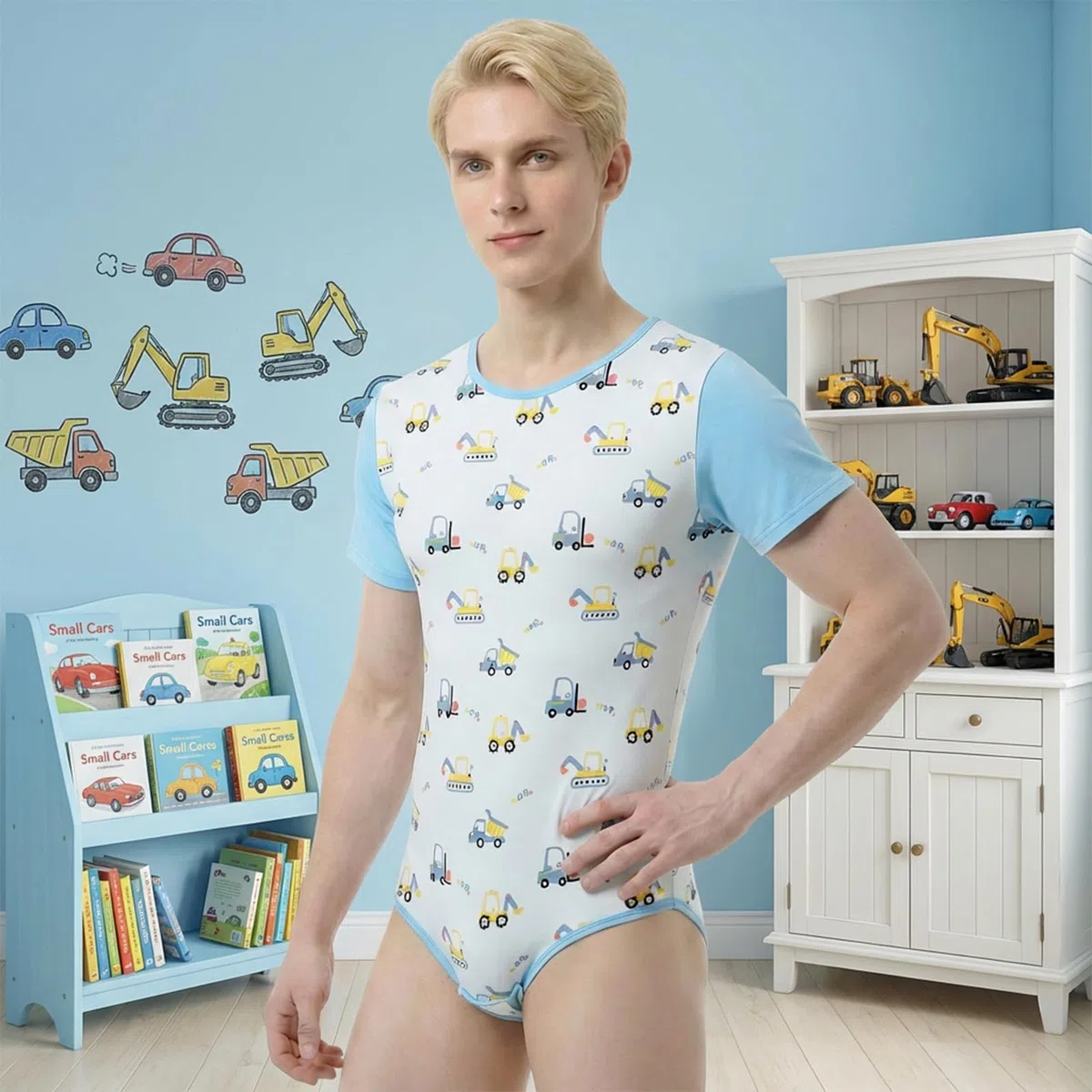 CutiePlusU Uomo Cotone Bottone nel Cavallo Body Tutina Adulto Pagliaccetto per Uomo Stampa