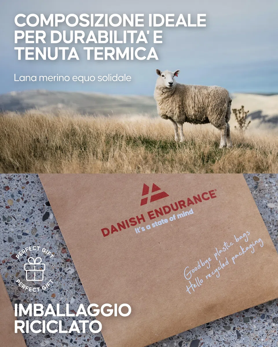 DANISH ENDURANCE Calze Sci Lana Merino Compressione Graduata 15-24 mmHg, Calzini Termici Imbottiti, Alte Prestazioni, Uomo e Donna