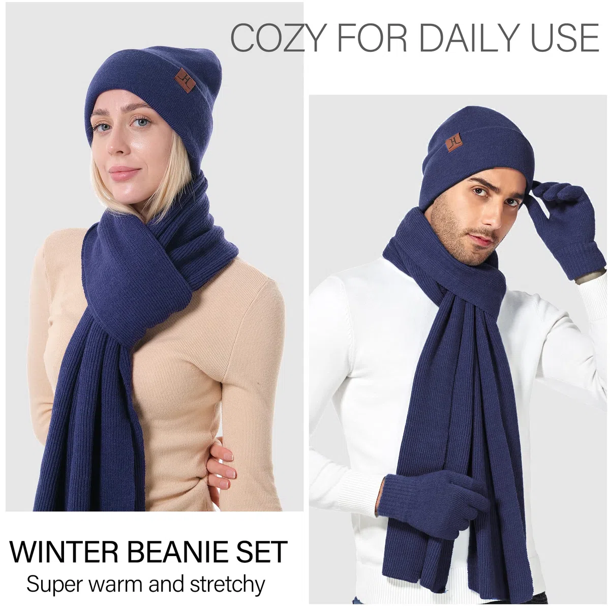Bequemer Laden Invernale Termici Cappello Berretto Lunga Sciarpa Touch Screen Guanti Set Berretti in Maglia Scaldacollo Guanti per Uomo und Donna