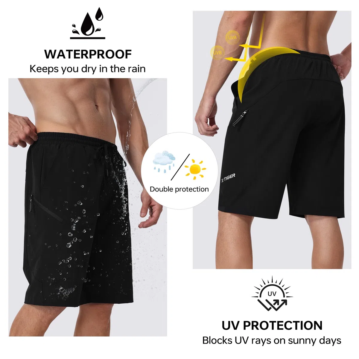 X-TIGIER Pantaloncini da Ciclismo Uomo Pantaloni MTB con 5D Gel Imbottito per Mountain Bike e Bici Gravel Asciugatura Rapida Elastische Loose Fit