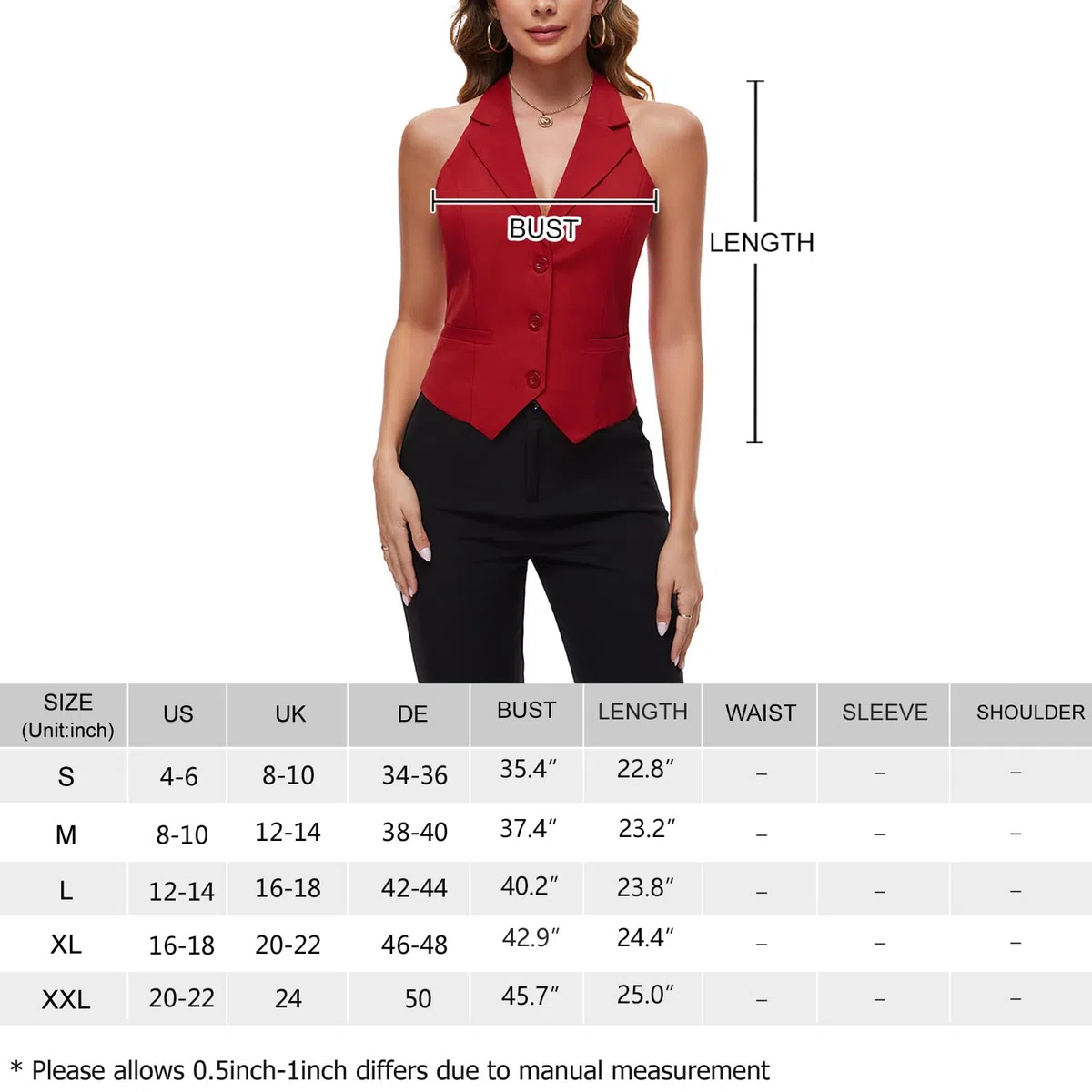 Gilet corto da donna 3 bottoni Halter Tacca Risvolto Gilet formale Smoking Gilet Singolo Welted Tasche Ufficio Gilet