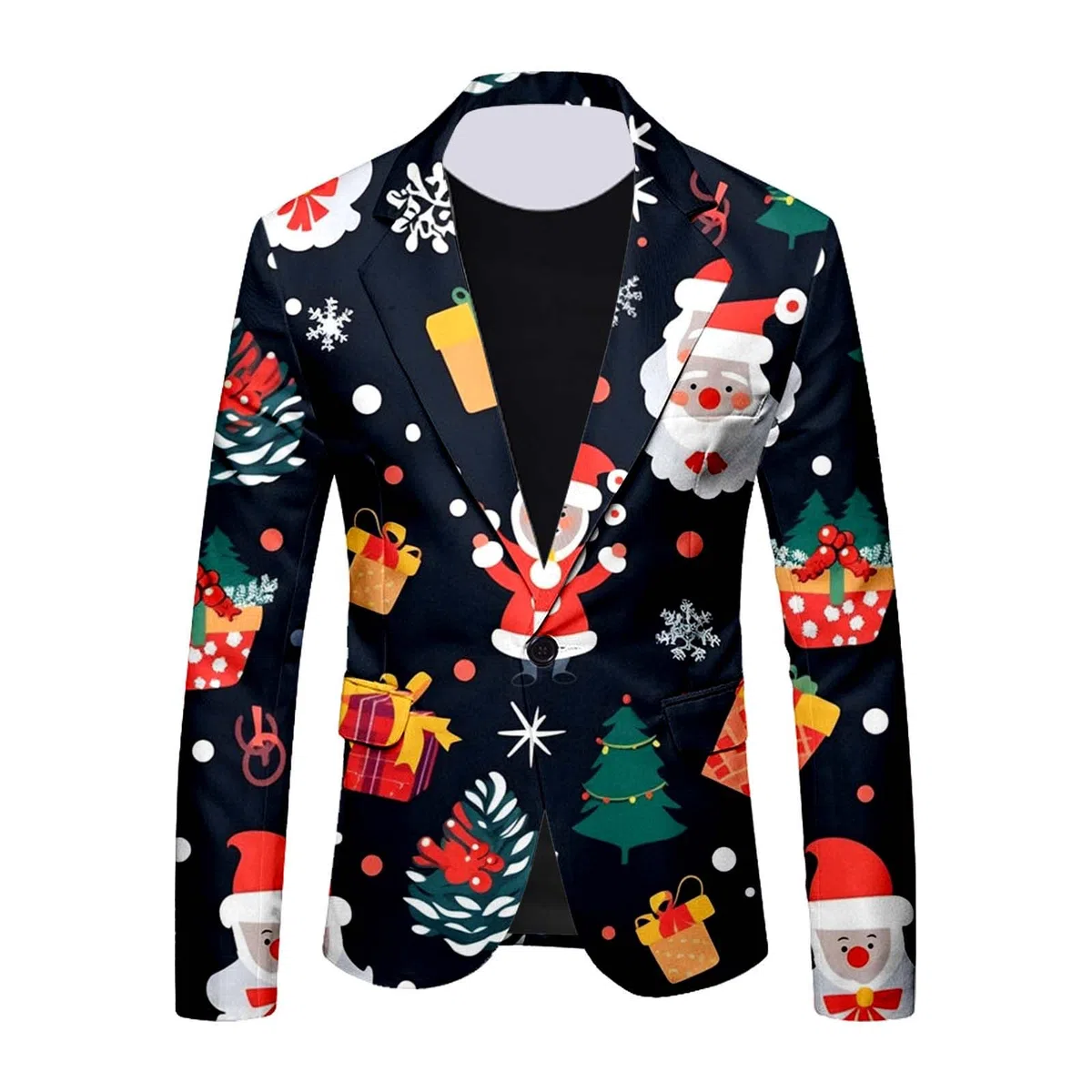 Generisch Vestito di Natale da uomo brutto costume di Natale festivo abito da uomo 2 pezzi affari smoking tuta stampa divertente Natale abiti da sposa