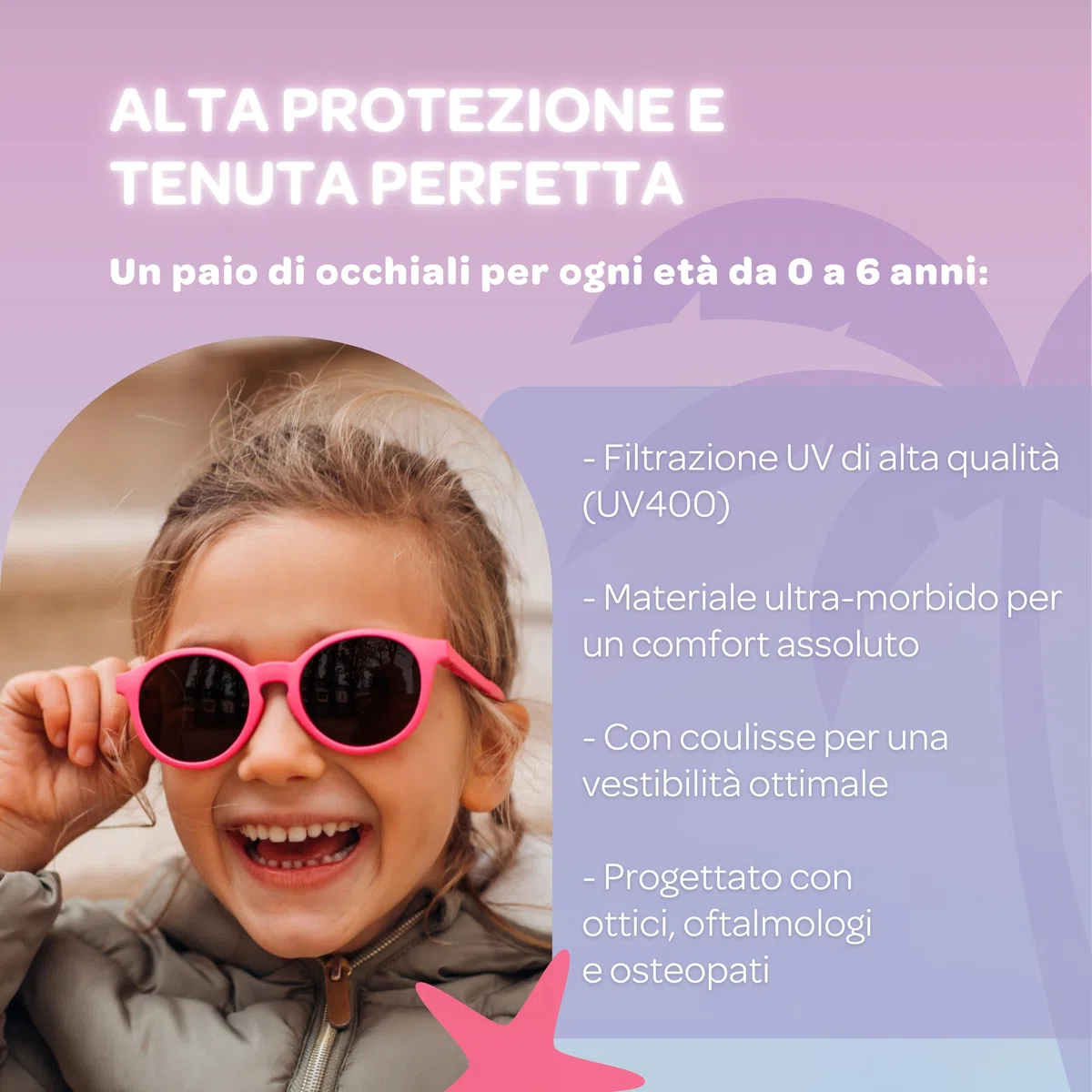 BÉABA, Occhiali da sole per bambini 4-6 anni, 100% protezione UV - CAT 3, protezione laterale, comfort ottimale, aste regolabili a 360°, Sunrise, Fuschia
