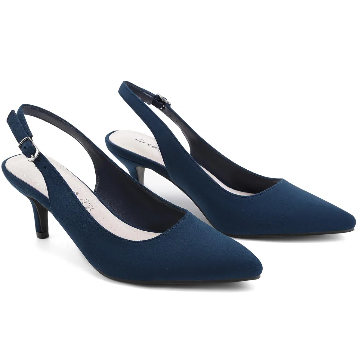 Greatonu Slingback Donna Scarpe Eleganti Decollete con Tacco Medio a Gattino e Punta