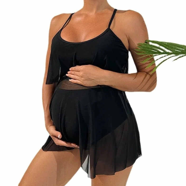 MGGMOKAY Set Tankini maternità, Costume da Bagno maternità con Spalline Regolabili