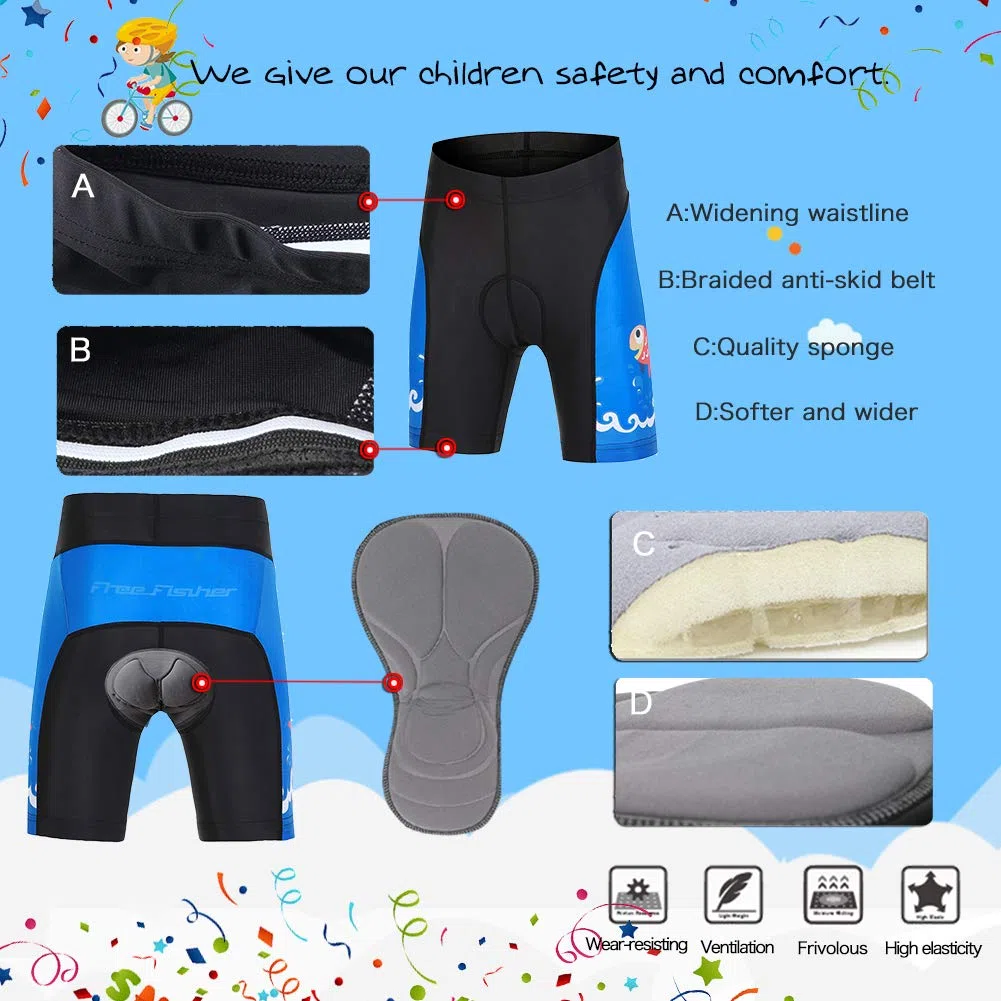 Set da Ciclismo Bambino Maglia a Maniche Corte e Pantaloncini con Seduta Imbottita Completo da Ciclismo Bambini Ragazze