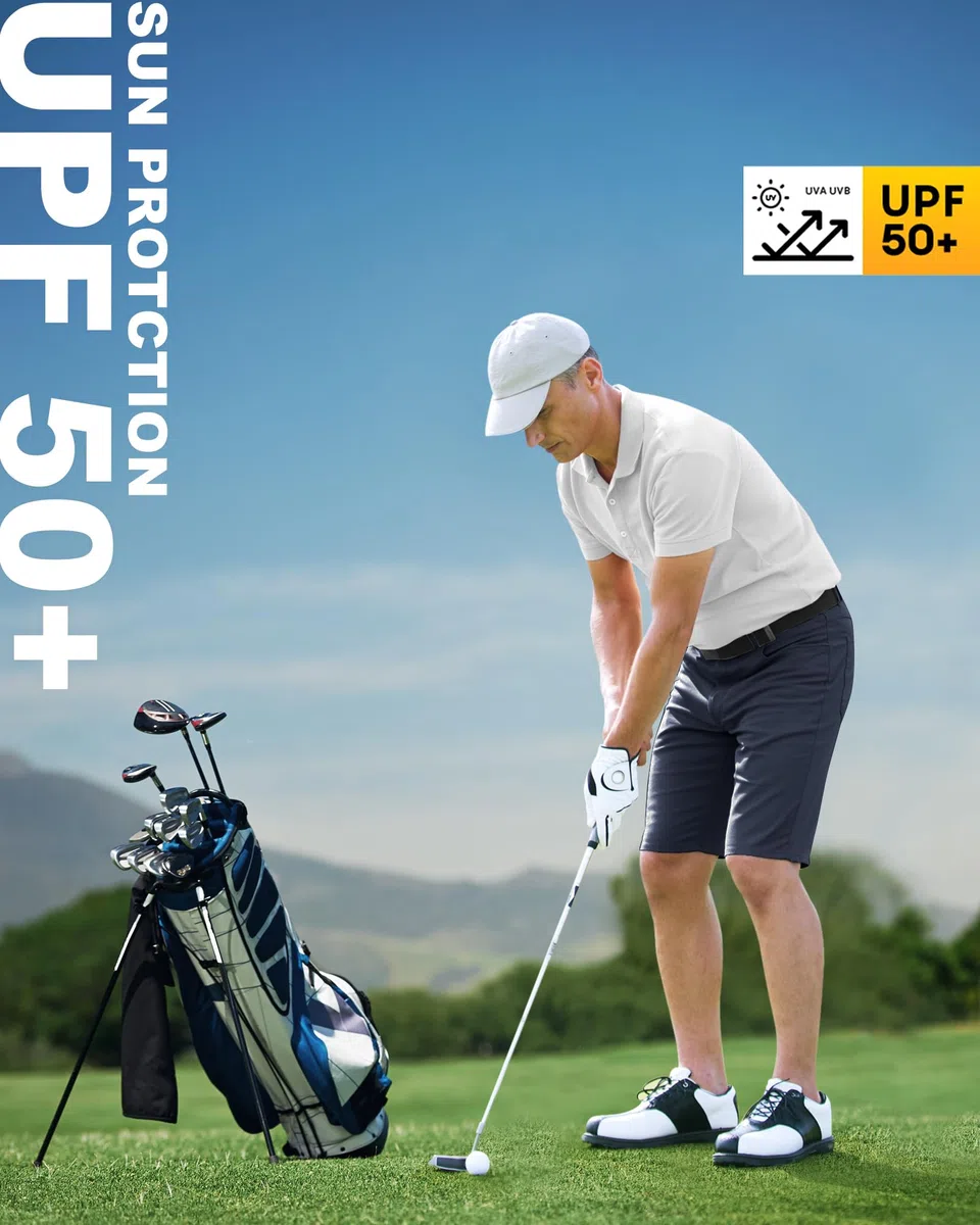 33,000ft Pantaloncini da golf da uomo Dry Fit, 27,9 cm, leggeri, ad asciugatura rapida, elasticizzati, bermuda casual con tasche, per golf, viaggi e wroking
