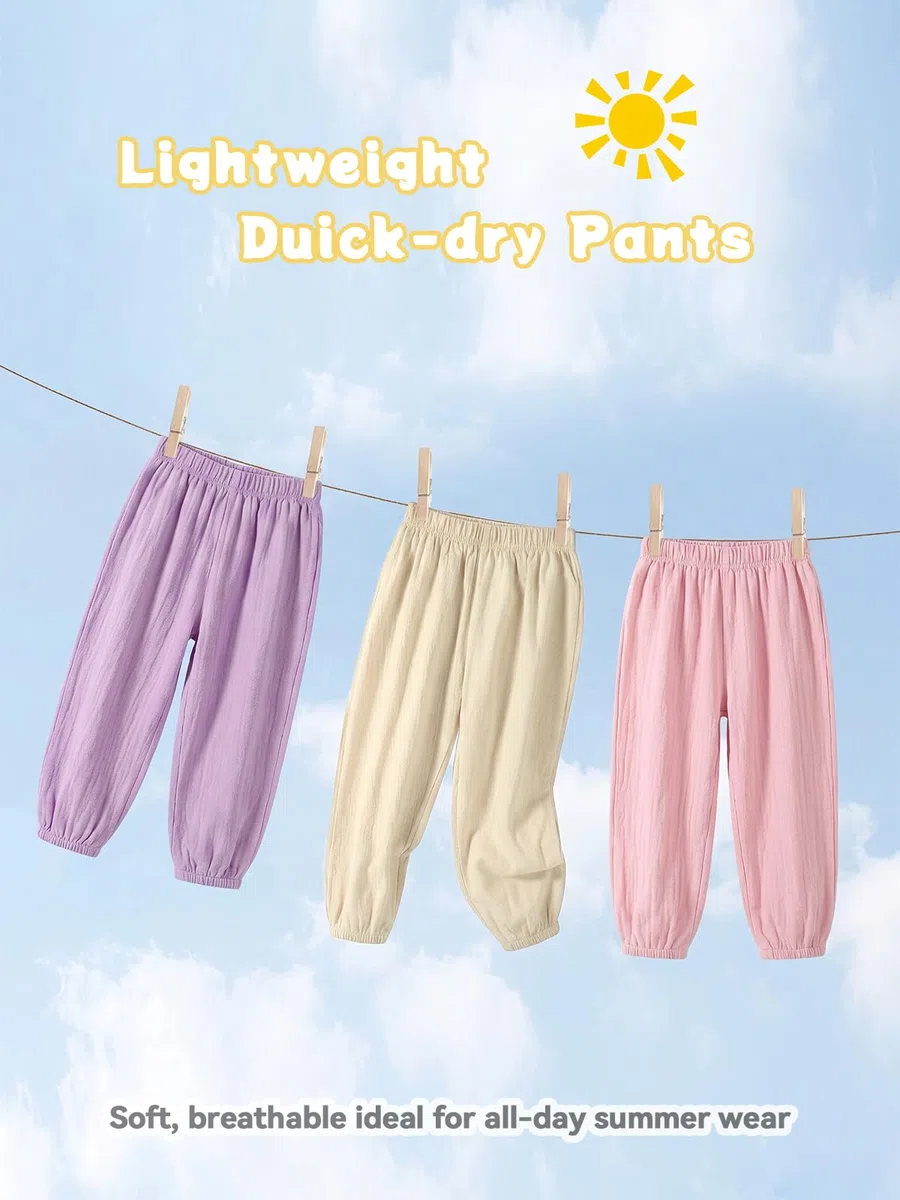 Miipat Bambina Ragazza Pantaloni 3pcs Bambino Ragazzo Casual Pantaloni Lunghi Bambini Estate Morbido Elastico Vita Unisex Pantaloni Harem
