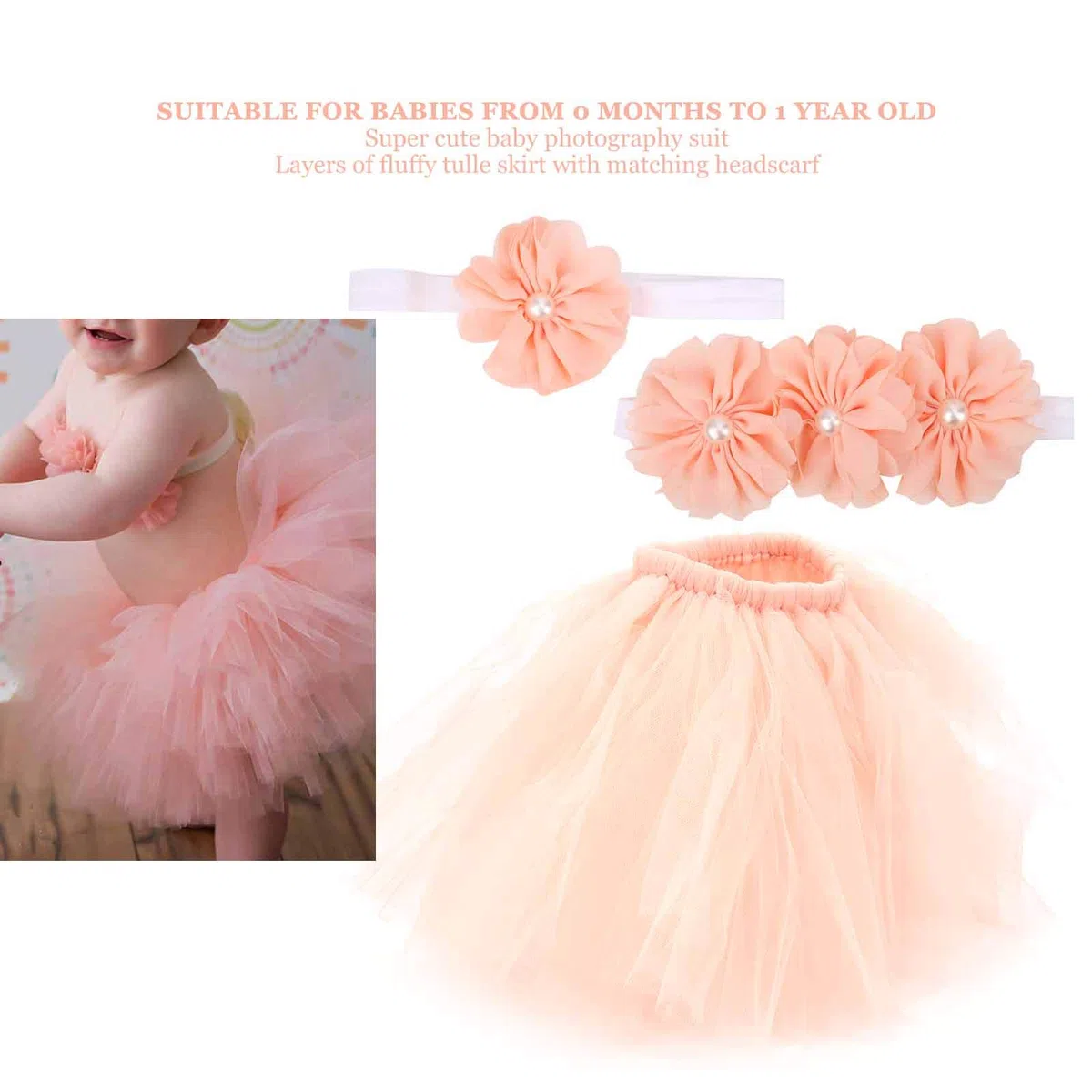 Gonna da Bambina, Set di Petto Avvolto con Fascia per Neonato Abito Gonna Fotografia Neonato Prop Balletto Dance Dress Up con Fascia per Capelli Compleanno Natale Regalo