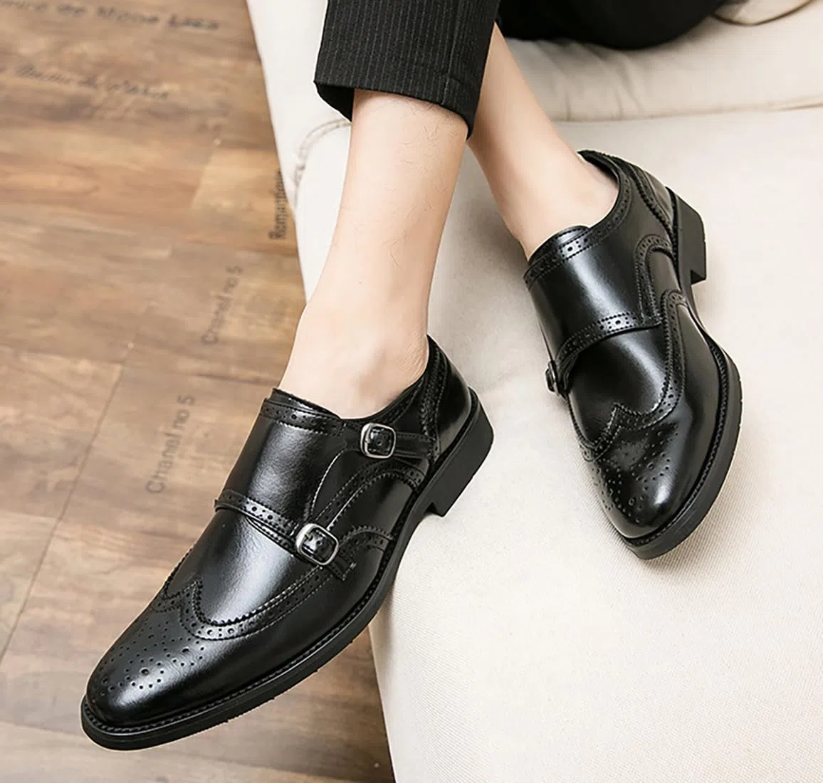 Mocassini da Uomo con Doppia Fibbia Ecopelle Classica Formali Scarpe Eleganti Casual Feste Matrimonio Mocassino Brogue