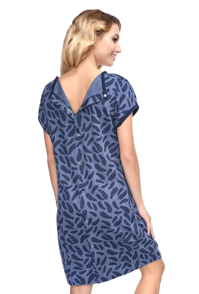 MijaCulture Camicia da Notte 3 in1 Cotone Premaman/Allattamento/per Parto Ospedale 4123