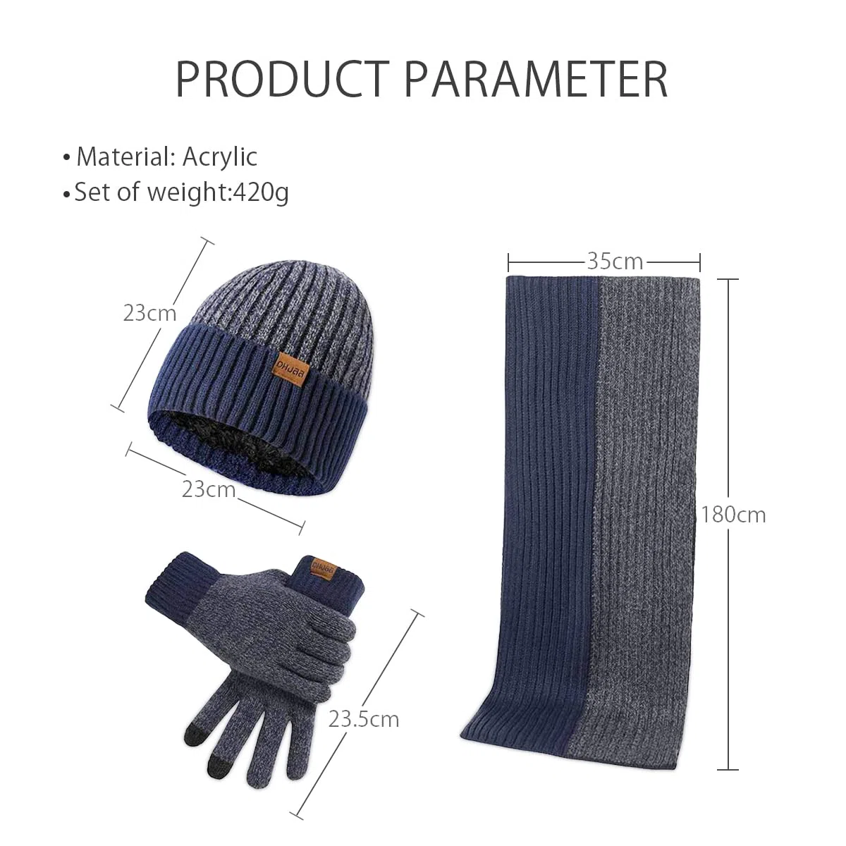 LumiSyne Invernali 3 Pezzo Cappello Sciarpa Guanti Per Uomo Donna Moda Semplice Jacquard Bicolore Guanti Touch Screen Sciarpa Lunga Cappello In Maglia Berretto Beanie Ispessita e Morbida