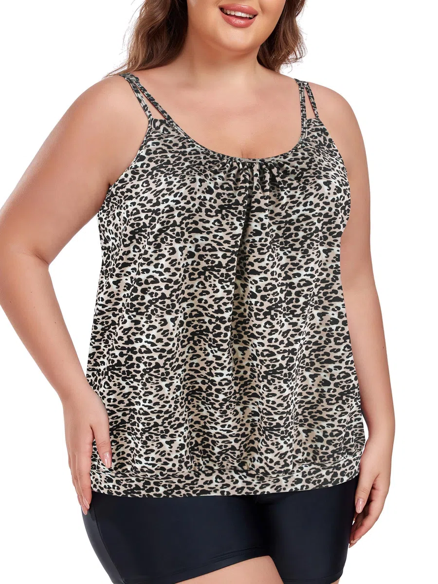 Ocean Blues Tankini da donna senza ferretto, taglie forti, con spalline regolabili e blouson, vestibilità ampia
