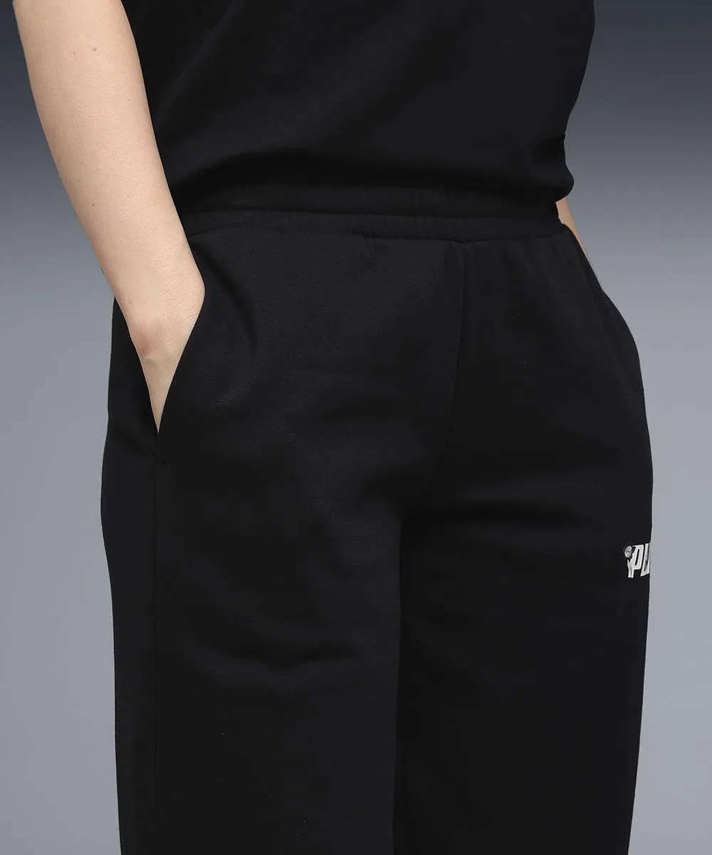 PUMA - Ess Nature 2.0 Comfort Logo Straight Pants FL Op, Pantaloni in Maglia Donna