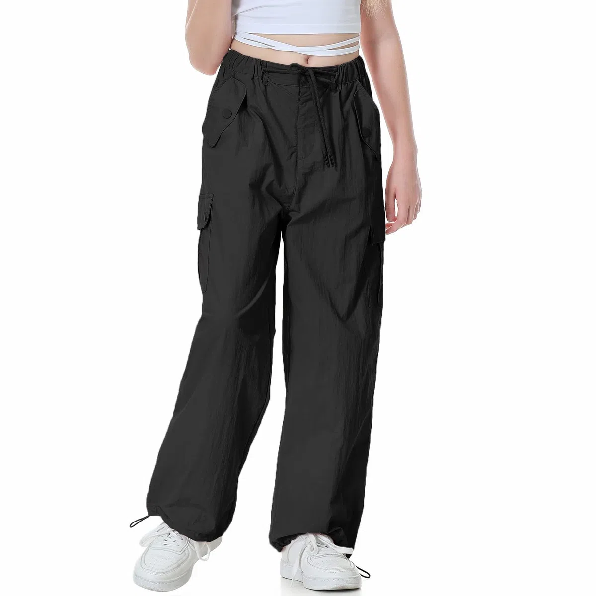 Rolanko Ragazze Pantaloni Larghi da Paracadutista, Joggers Vintage Y2K con Elastico in Vita Regolabile per Bambini