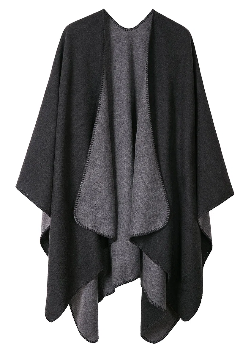 EXCHIC Donna Classico Multicolore Poncho Lavorato Capes Grande Scialle Wrap Coperta Coperta Elegante Scialle Cappotto