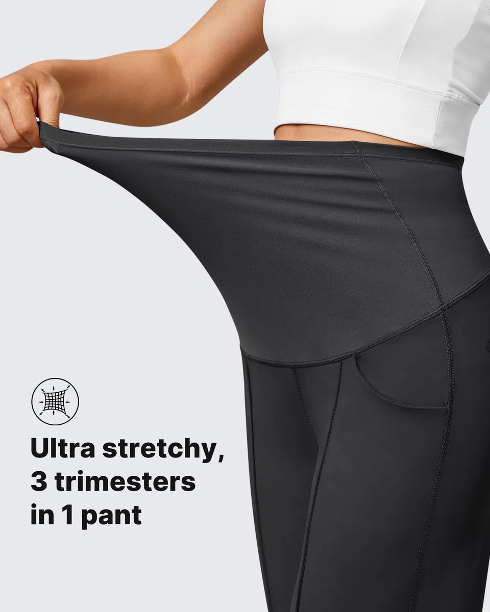 G4Free Maternity Trousers Over Bump Stretchy Lounge Work Pregnancy Yoga Pants Wide Leg Trousers with Pockets