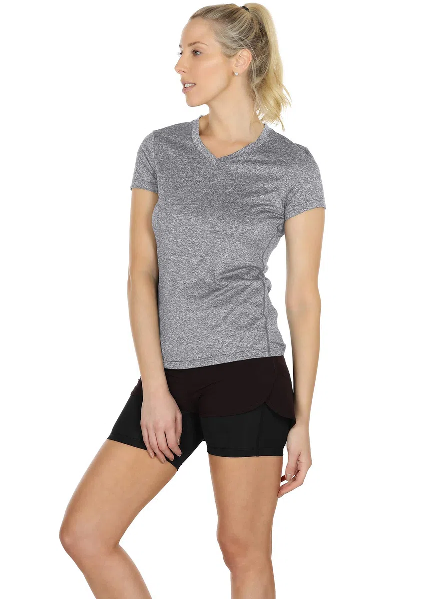 icyzone Donna Maglietta da Sportivo Traspirante con Scollo a V, Confezione da 3 Fitness Corsa T-Shirt